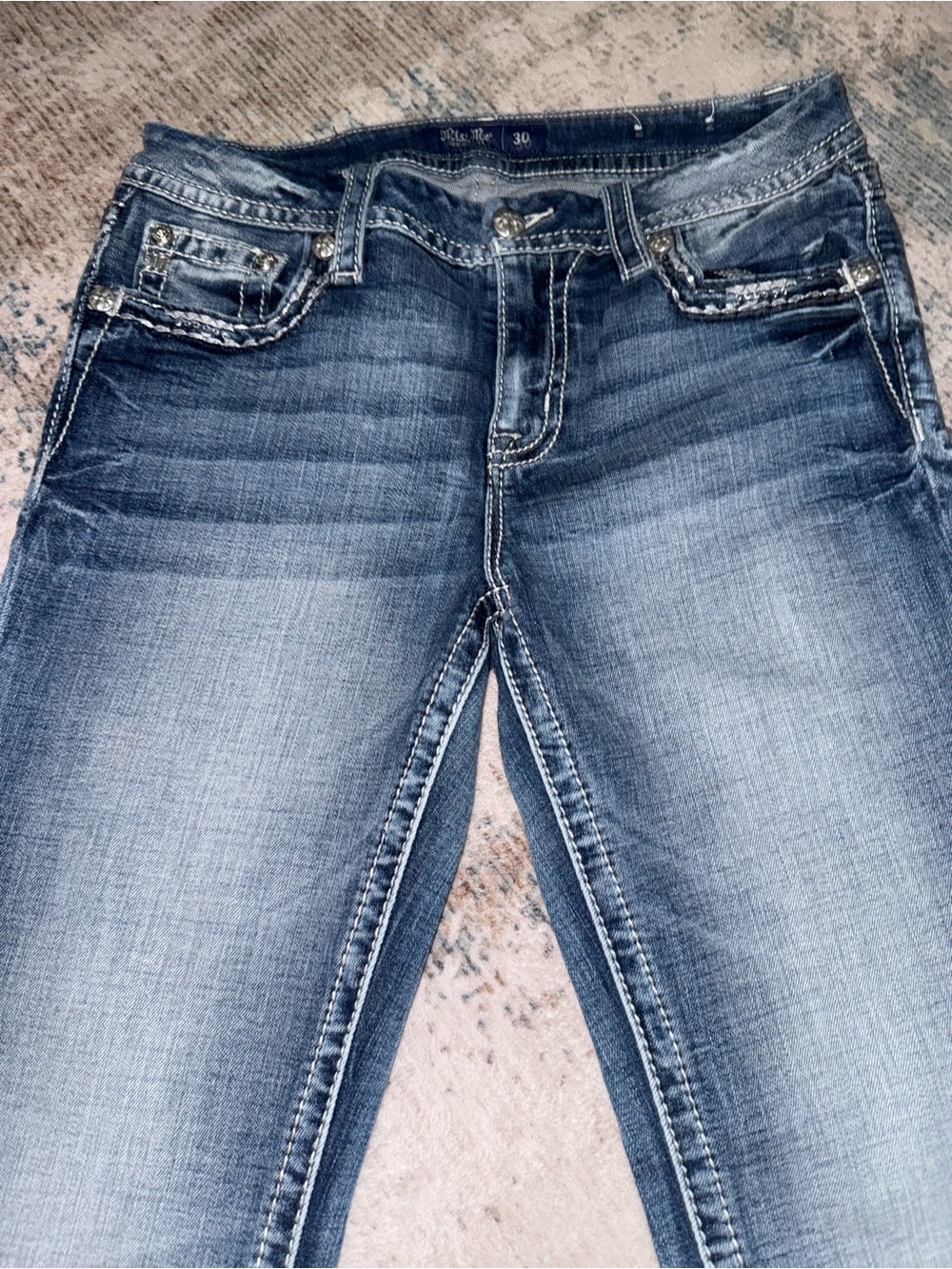 Miss Me Faded Blue Skinny Jeans with Whiskering